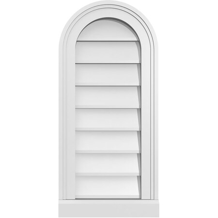 Ekena Millwork Round Top Surface Mount PVC Gable Vent w/ 2"W x 2"P Brickmould Sill Frame, 12"W x 26"H GVPRT12X2603SN